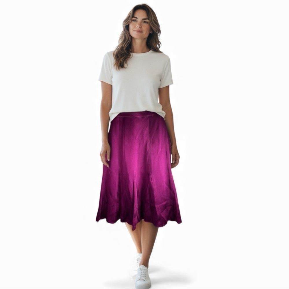 Ann Taylor Women’s Pleated Swing Satin Purple Skirt